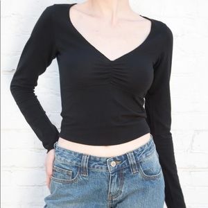 BRANDY MELVILLE Navy Blue Charlize Long Sleeve Top